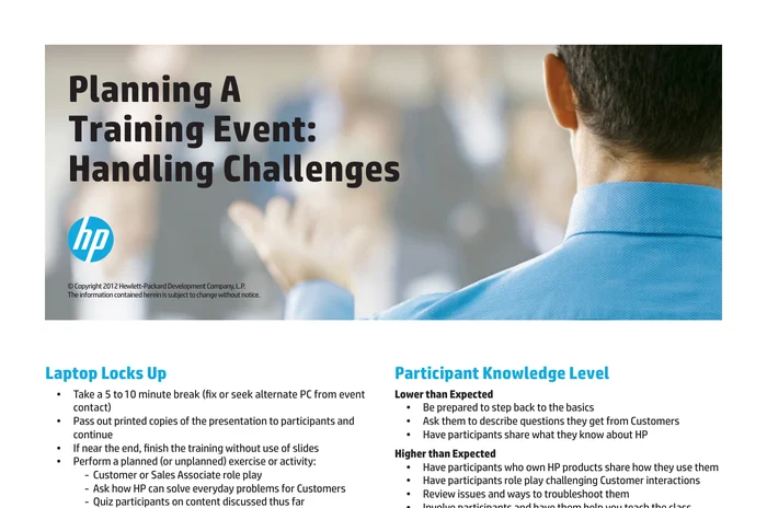 HP Planning Training: Handling Questions cover