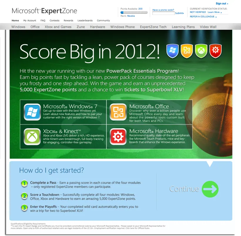 Microsoft ExpertZone landing page