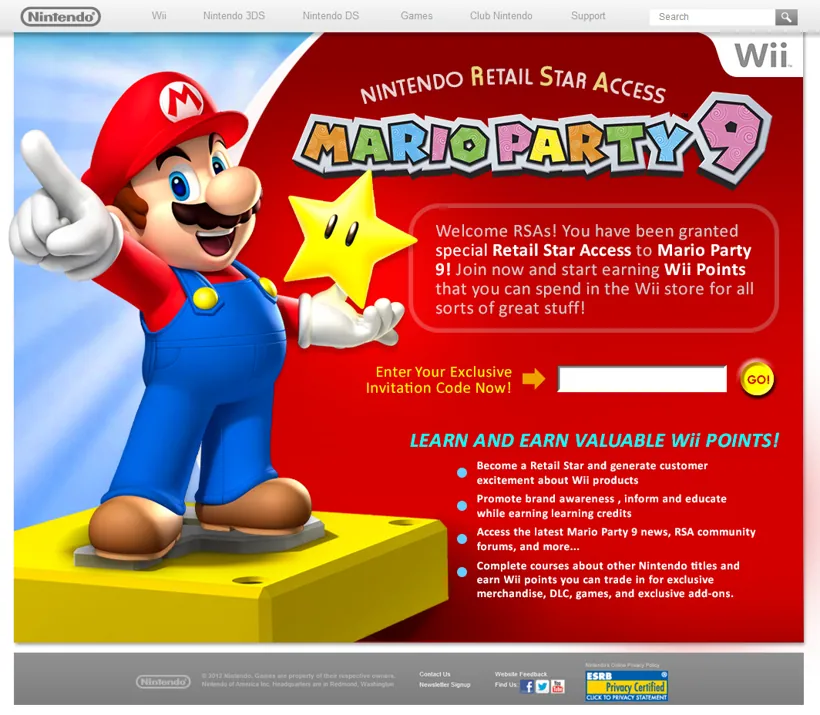 Nintendo Retail Star Access: Mario Party 9