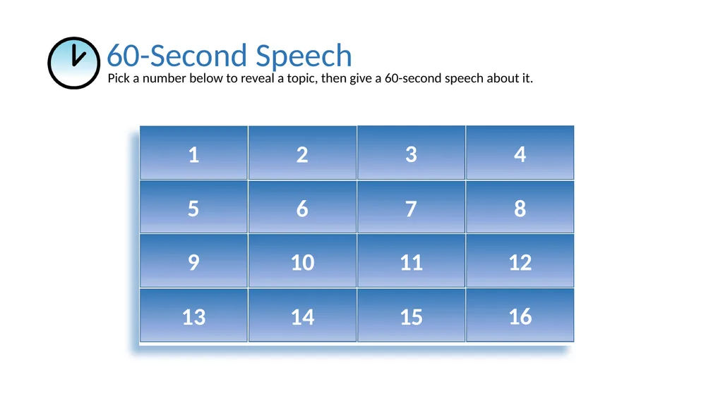 60-Second Speech title slide