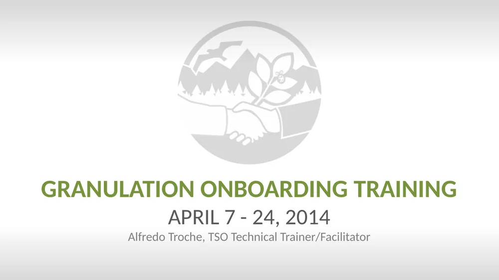 Granulation Onboarding Training title slide