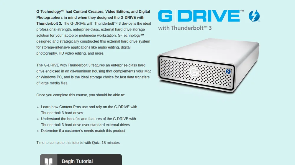 G-DRIVE with Thunderbolt 3 course title screen