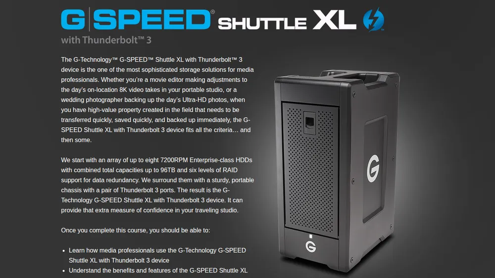 G-SPEED Shuttle XL with Thunderbolt 3 course title screen