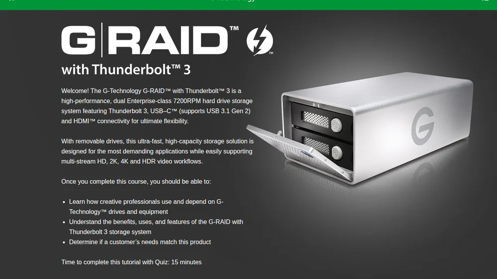 G-RAID with Thunderbolt 3 course title screen