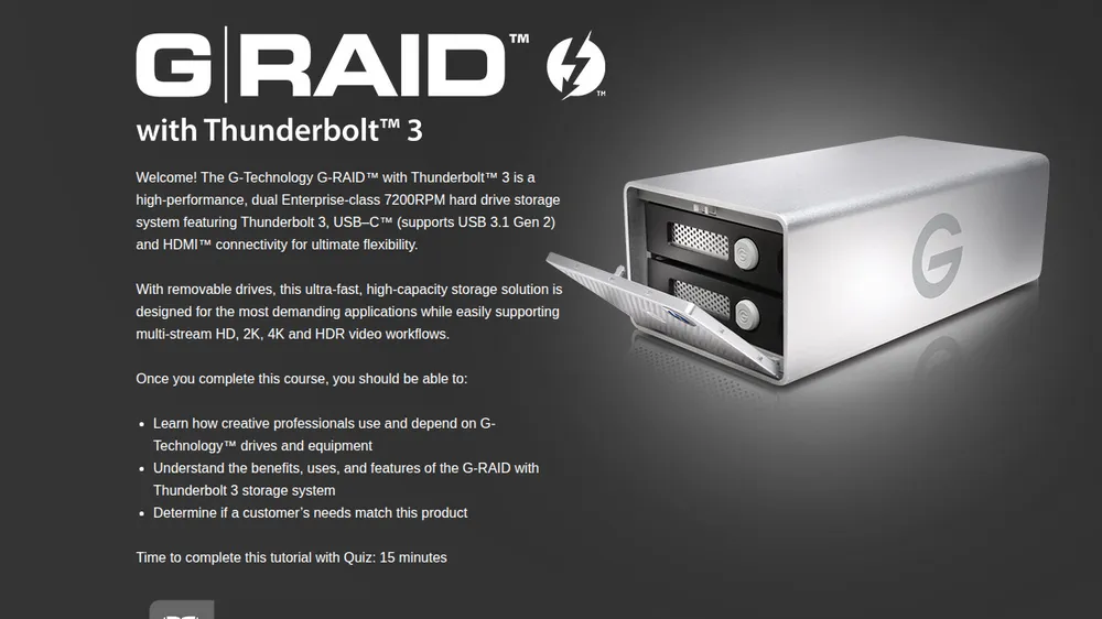 G-RAID with Thunderbolt 3 course title screen