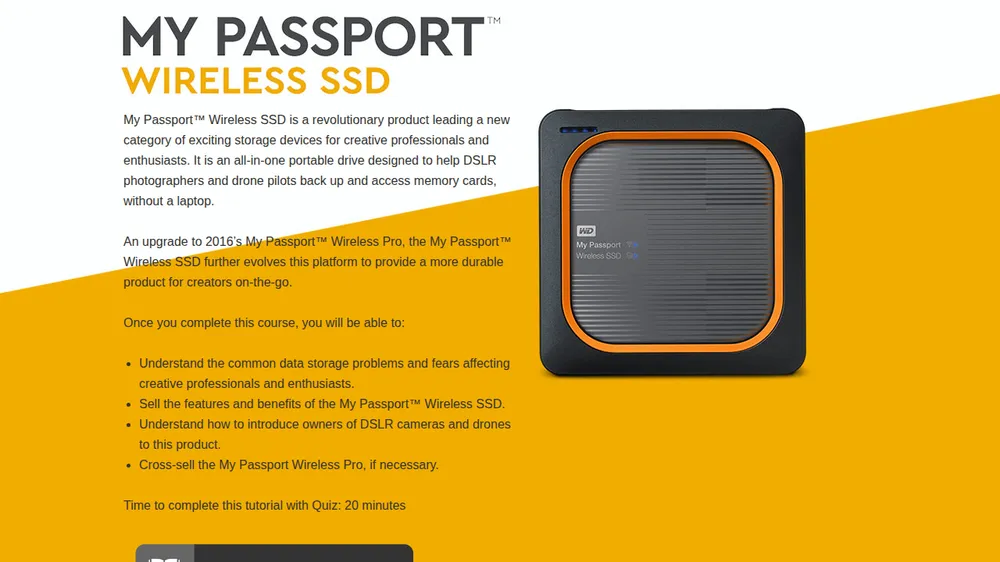 My Passport Wireless SSD course title screen