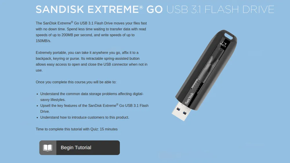SanDisk Extreme Go USB 3.1 Flash Drive course title screen