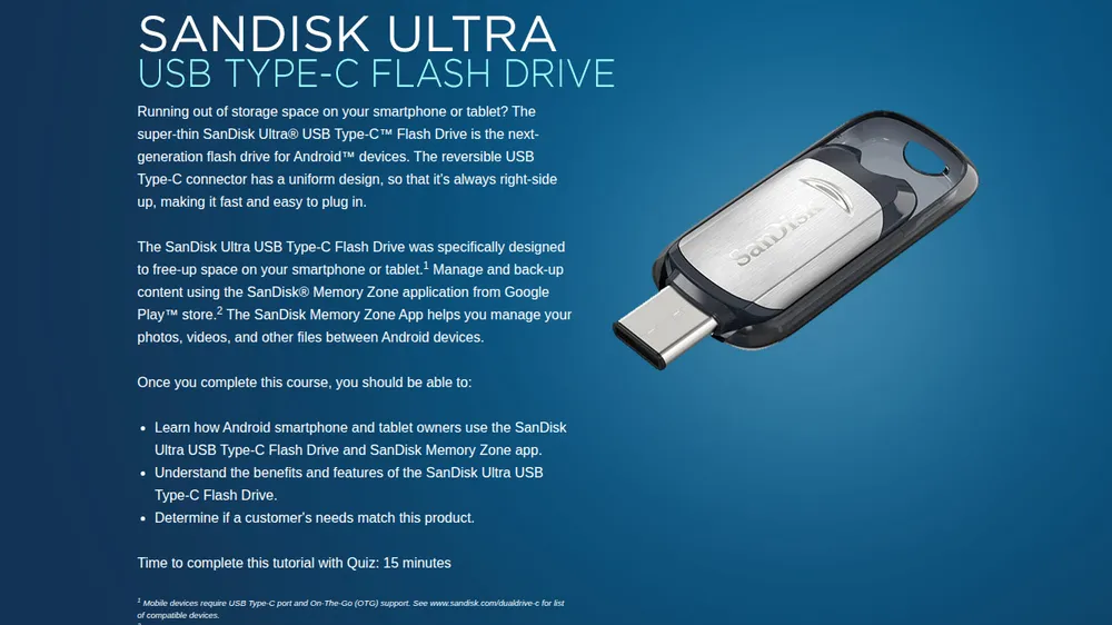 SanDisk Ultra USB Type-C Flash Drive course title screen