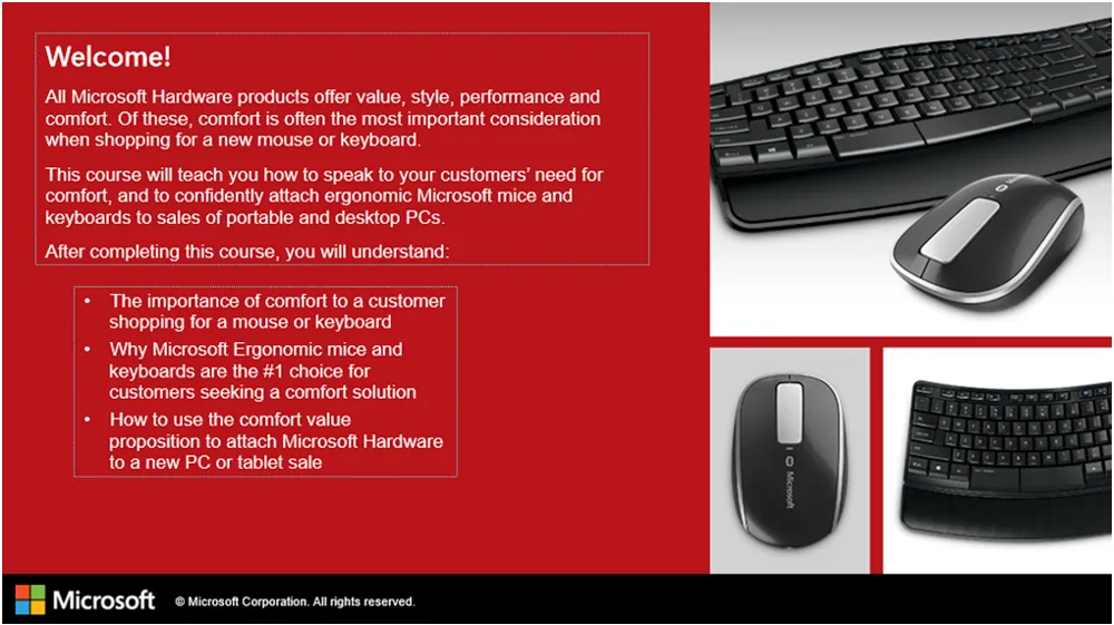 Microsoft Hardware: Sculpt Comfort course title screen