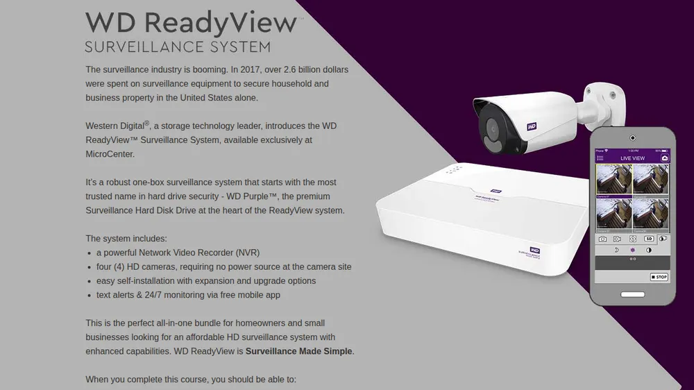 WD ReadyView Surveillance System course title screen